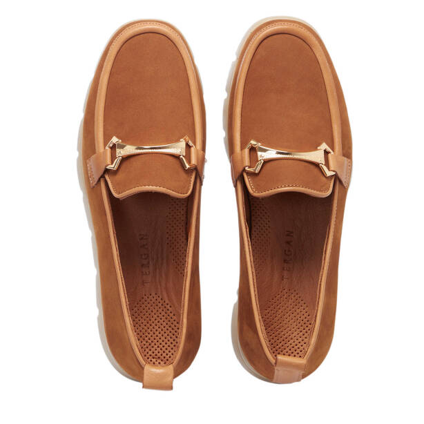 Taba Hakiki Nubuk Deri Kadın Loafer - K25I1AY68054-G99 - 5