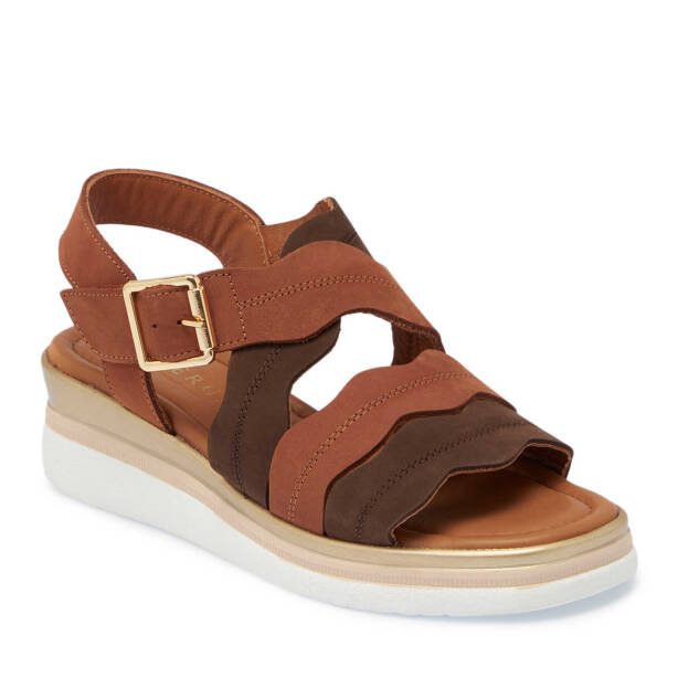 Taba Hakiki Nubuk Deri Kadın Sandalet - K25Y1SN67855-G99 - 2