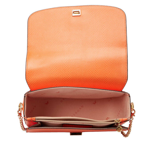 Turuncu Deri Kadın Çapraz Askılı Çanta - S24K1BC79933-T93 - 4