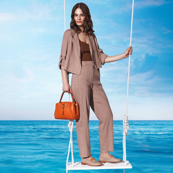 Turuncu Deri Kadın El Çantası - S24Y1BC80282-J35 - 1