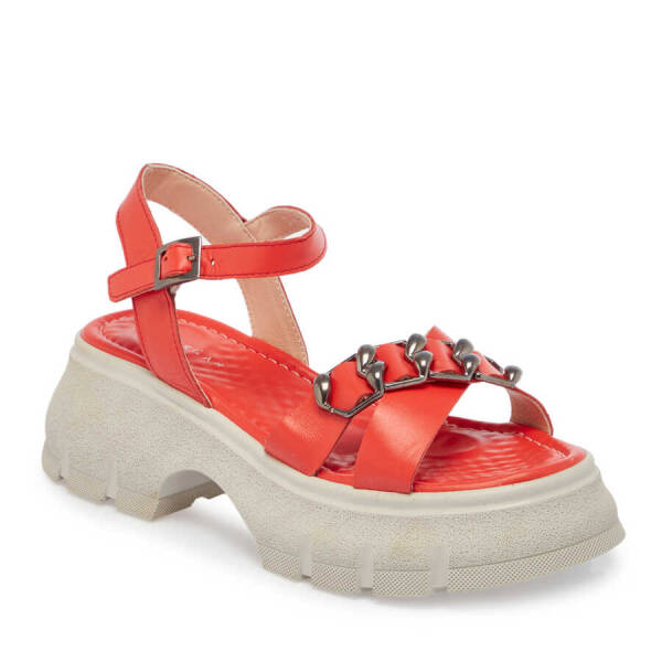 Turuncu Hakiki Deri Kadın Sandalet - K24Y1SN67155-J76 - 1