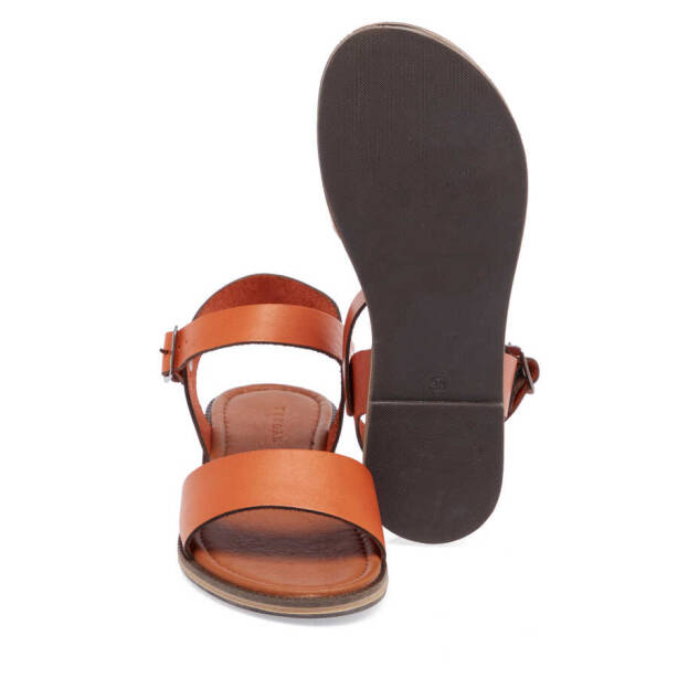 Turuncu Hakiki Deri Kadın Sandalet - K24Y1SN67275-M39 - 4