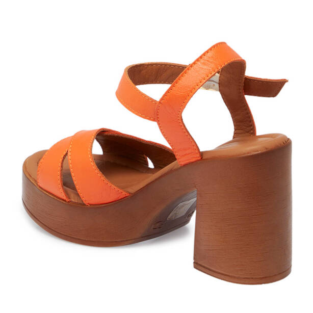 Turuncu Hakiki Deri Kadın Sandalet - K25Y1SN67859-M39 - 3