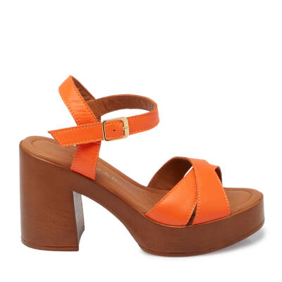 Turuncu Deri Kadın Sandalet - K25Y1SN67859-M39 - 3