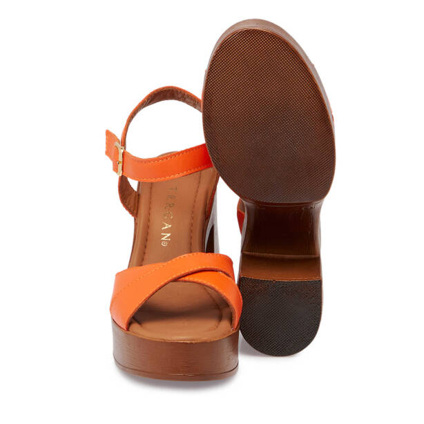 Turuncu Hakiki Deri Kadın Sandalet - K25Y1SN67859-M39 - 4
