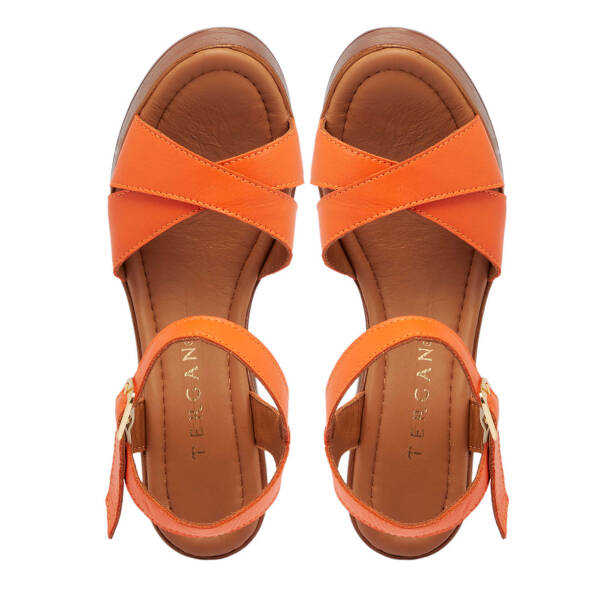 Turuncu Hakiki Deri Kadın Sandalet - K25Y1SN67859-M39 - 5