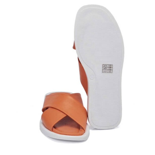 Turuncu Hakiki Deri Kadın Terlik - K24Y1TR67433-M39 - 4