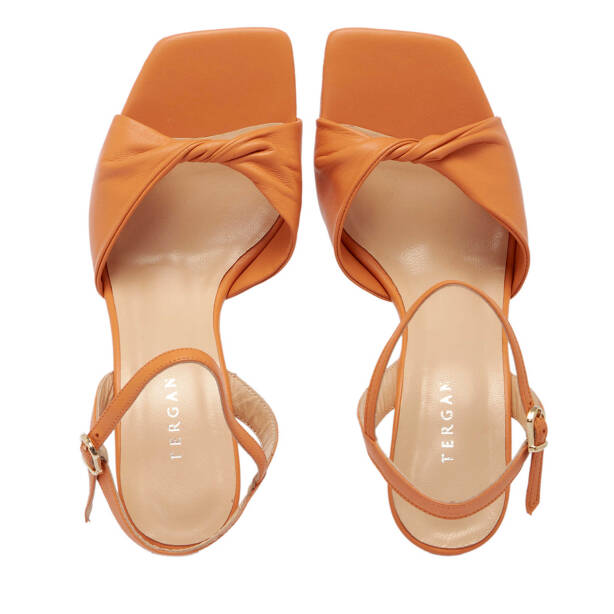 Turuncu Deri Kadın Topuklu Ayakkabı - K24I1AY67184-T6S - 5