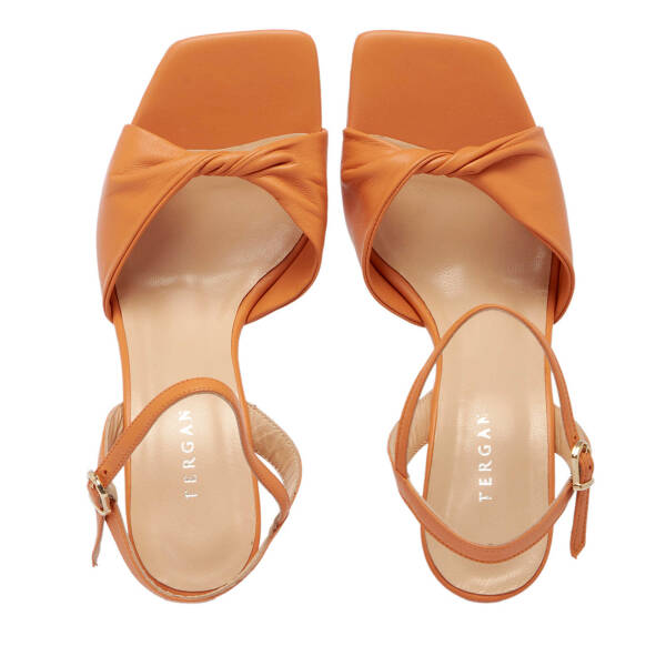 Turuncu Deri Kadın Topuklu Ayakkabı - K24I1AY67184-T6S - 5