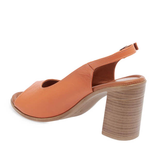 Turuncu Hakiki Deri Kadın Topuklu Ayakkabı - K24Y1AY67241-M39 - 3