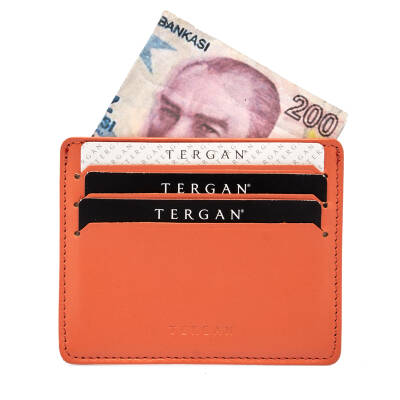 Turuncu Deri Unisex Kredi Kartlık - S1KK00001050-L6C - 3