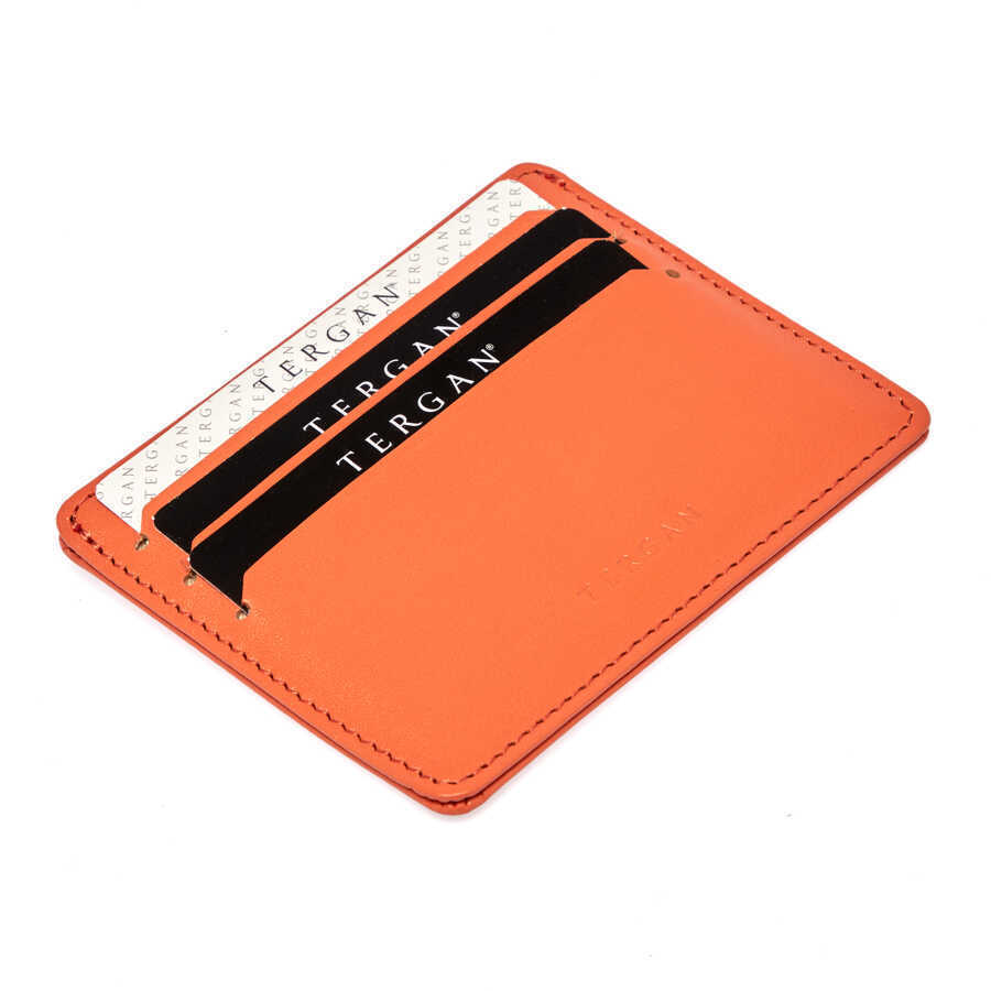 Turuncu Hakiki Deri Unisex Kredi Kartlık - S1KK00001050-L6C