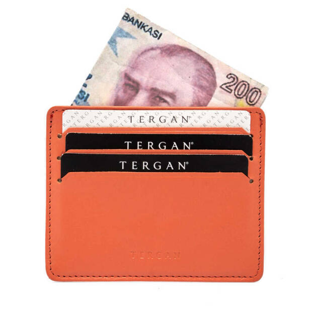 Turuncu Hakiki Deri Unisex Kredi Kartlık - S1KK00001050-L6C - 3