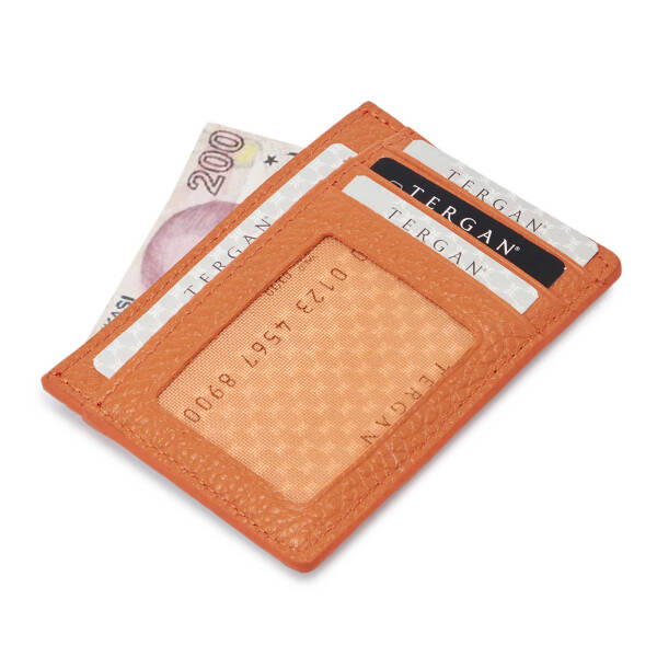 Turuncu Deri Unisex Kredi Kartlık - S1KK00001676-J35 - 2