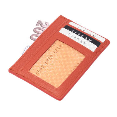 Turuncu Deri Unisex Kredi Kartlık - S1KK00001676-V9G - 2
