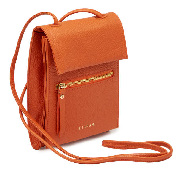 Turuncu Hakiki Deri Kadın Çapraz Askılı Çanta - S26Y1BC80168-J35 - 2