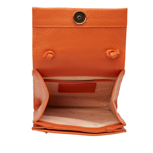 Turuncu Hakiki Deri Kadın Çapraz Askılı Çanta - S26Y1BC80168-J35 - 4