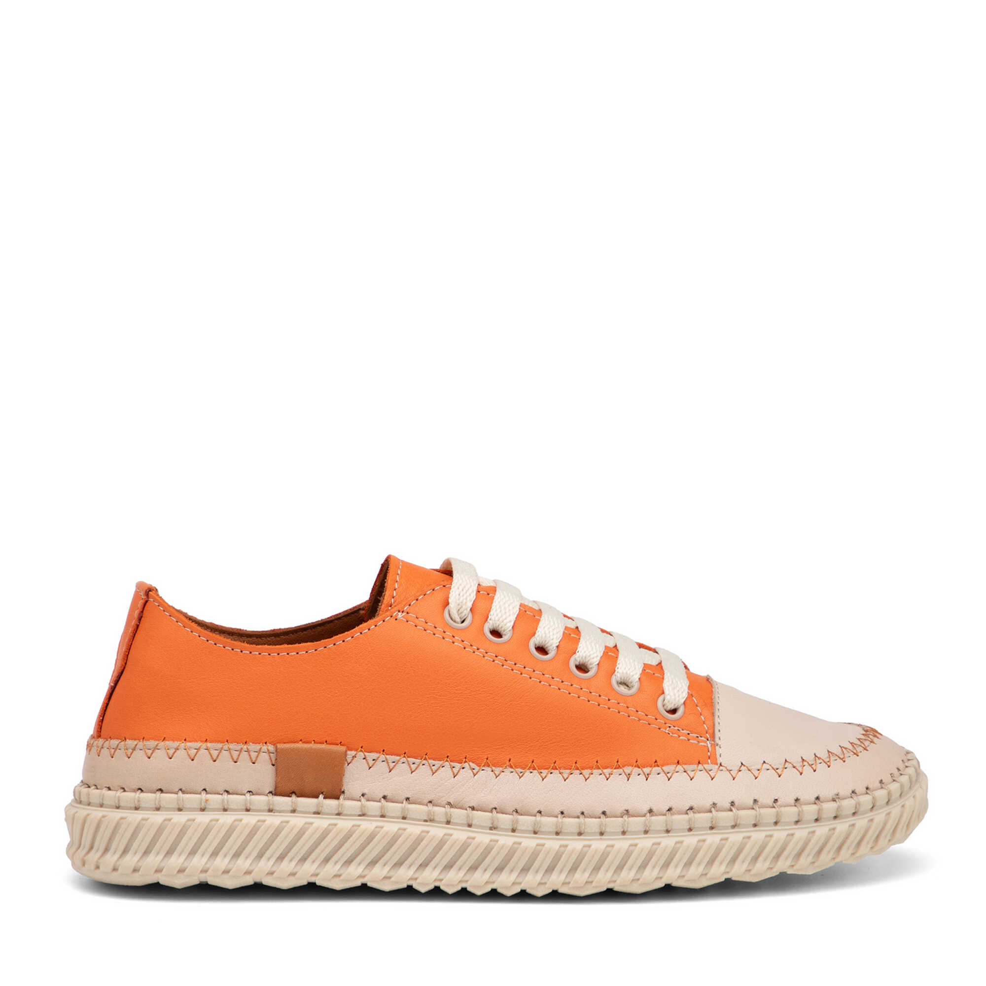 Turuncu Hakiki Deri Kadın Sneaker - K26I1AY68402-M39