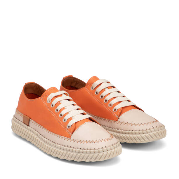Turuncu Hakiki Deri Kadın Sneaker - K26I1AY68402-M39 - 2