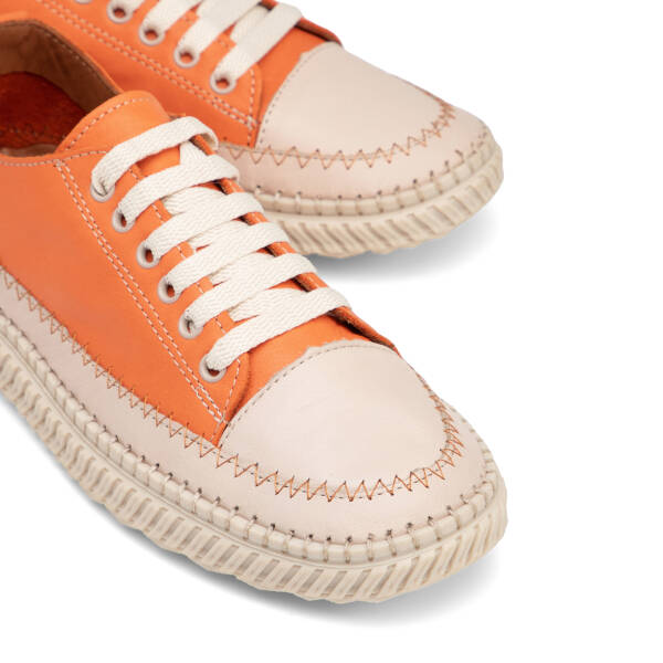 Turuncu Hakiki Deri Kadın Sneaker - K26I1AY68402-M39 - 3