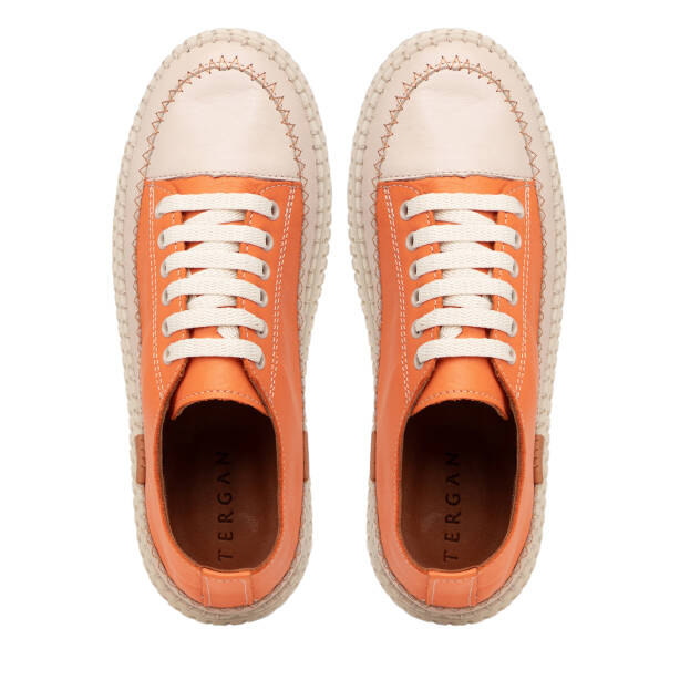 Turuncu Hakiki Deri Kadın Sneaker - K26I1AY68402-M39 - 5
