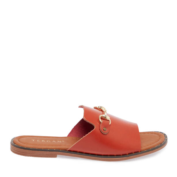 Turuncu Hakiki Deri Kadın Terlik - K26Y1TR68429-M39 - 1