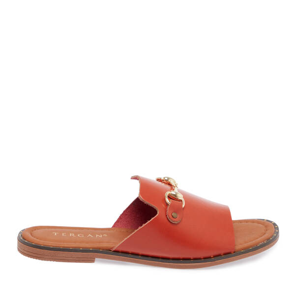 Turuncu Hakiki Deri Kadın Terlik - K26Y1TR68429-M39 - 1