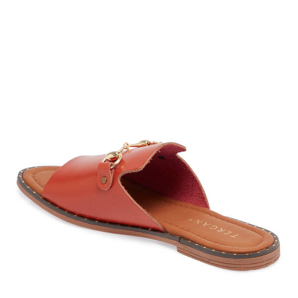 Turuncu Hakiki Deri Kadın Terlik - K26Y1TR68429-M39 - 3