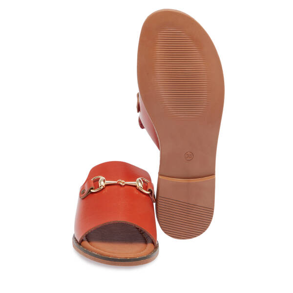 Turuncu Hakiki Deri Kadın Terlik - K26Y1TR68429-M39 - 4