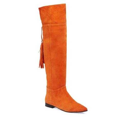 Turuncu Süet Deri Kadın Klasik Çizme - K23K1CM66989-T60 