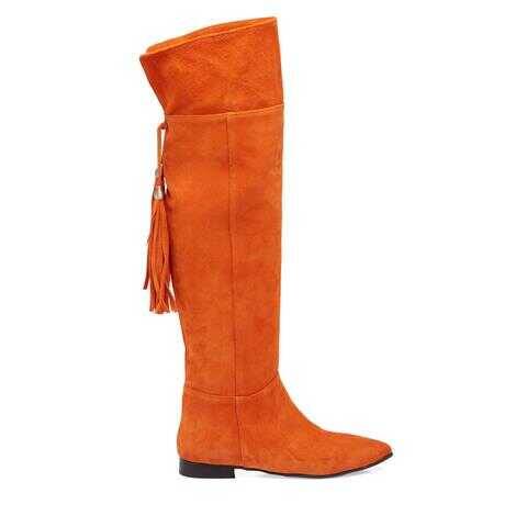 Turuncu Süet Deri Kadın Klasik Çizme - K23K1CM66989-T60 - 3