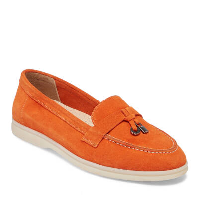 Turuncu Süet Deri Kadın Loafer - K24I1AY67092-T60 