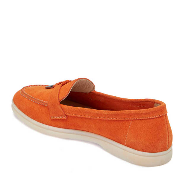 Turuncu Süet Deri Kadın Loafer - K24I1AY67092-T60 - 2