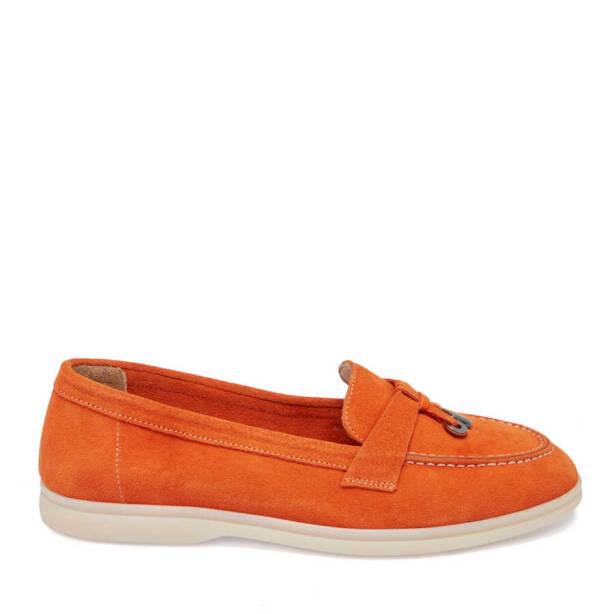Turuncu Süet Deri Kadın Loafer - K24I1AY67092-T60 - 3