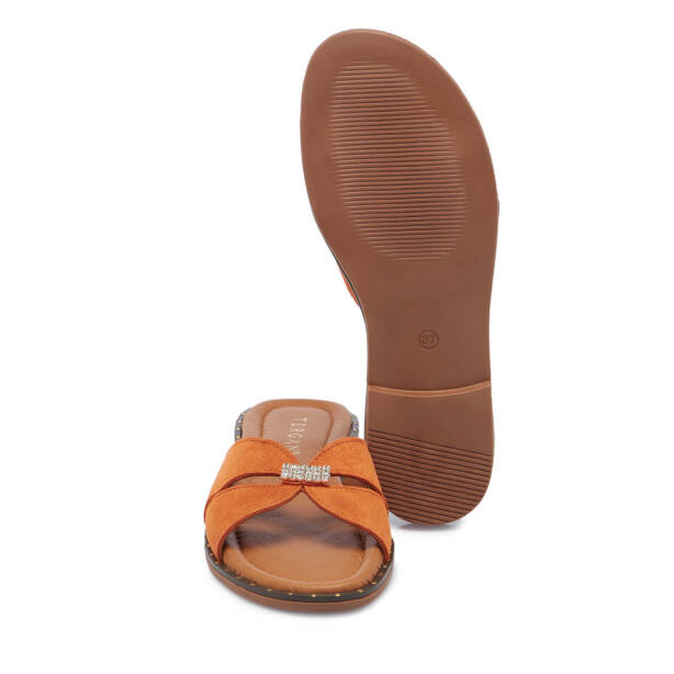 Turuncu Hakiki Süet Deri Kadın Terlik - K25Y1TR67779-T60 - 5