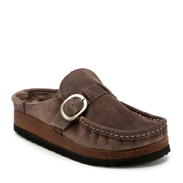 Vizon Hakiki Süet Deri Kadın Terlik - K25S1TR68376-A02 