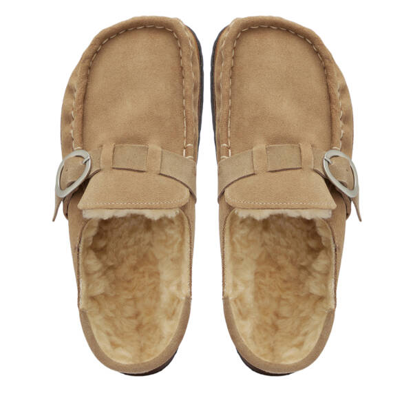 Vizon Hakiki Süet Deri Kadın Terlik - K25S1TR68376-V0N - 5