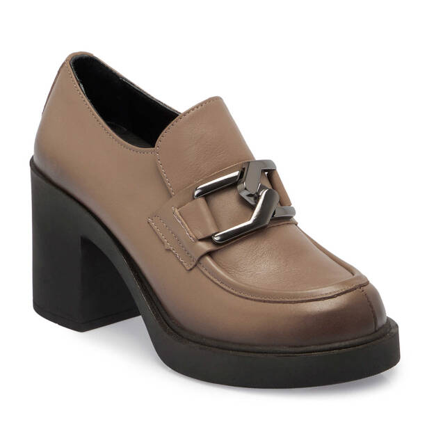 Vizon Deri Kadın Topuklu Ayakkabı - K24S1AY67507-A44 - Tergan