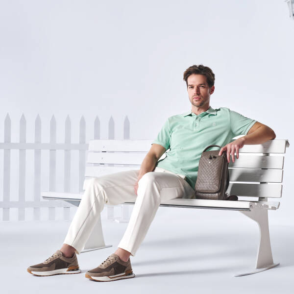 Vizon Deri - Tekstil Erkek Sneaker - E25I1AY57288-A65 - 1