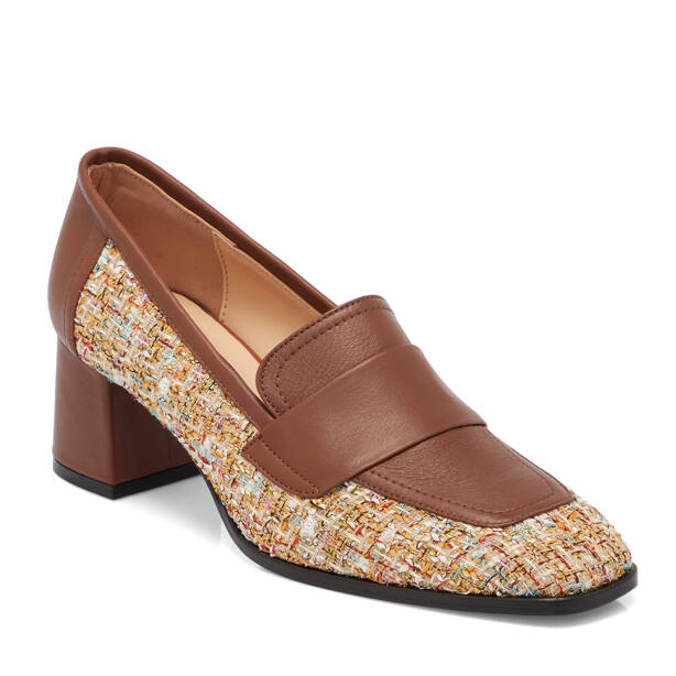 Vizon Deri - Tekstil Kadın Topuklu Ayakkabı - K25S1AY68339-A44 - 1