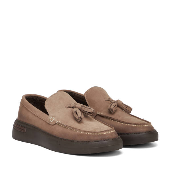 Vizon Hakiki Nubuk Deri Erkek Loafer - E26S1AY57804-B21 - 2