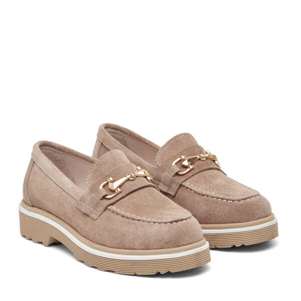 Vizon Hakiki Süet Deri Kadın Loafer - K26I1AY68413-A02 - 2