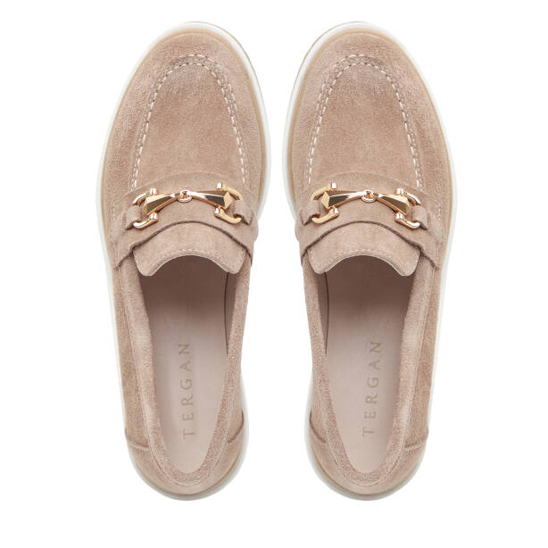 Vizon Hakiki Süet Deri Kadın Loafer - K26I1AY68413-A02 - 5