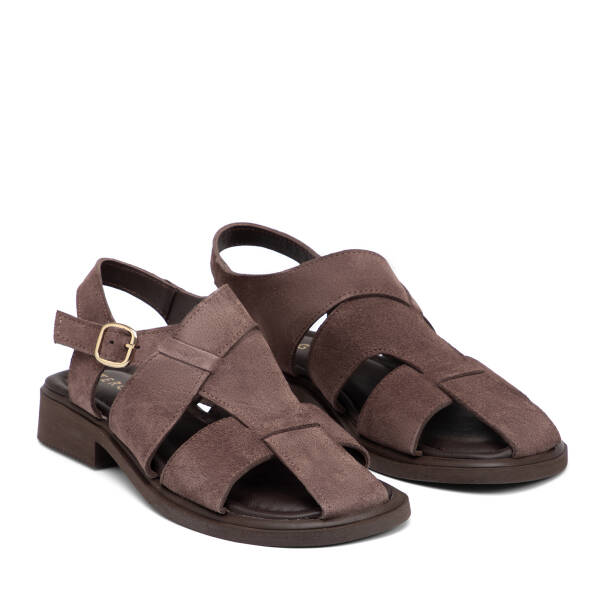 Vizon Hakiki Süet Deri Kadın Sandalet - K26Y1SN68426-T86 - 2