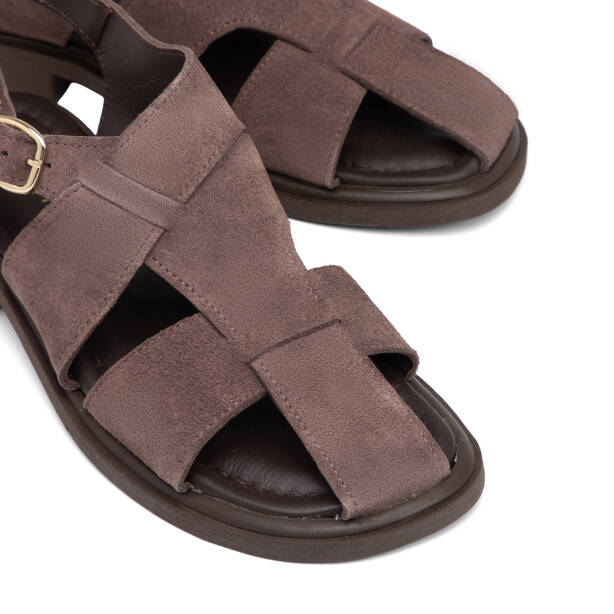 Vizon Hakiki Süet Deri Kadın Sandalet - K26Y1SN68426-T86 - 3
