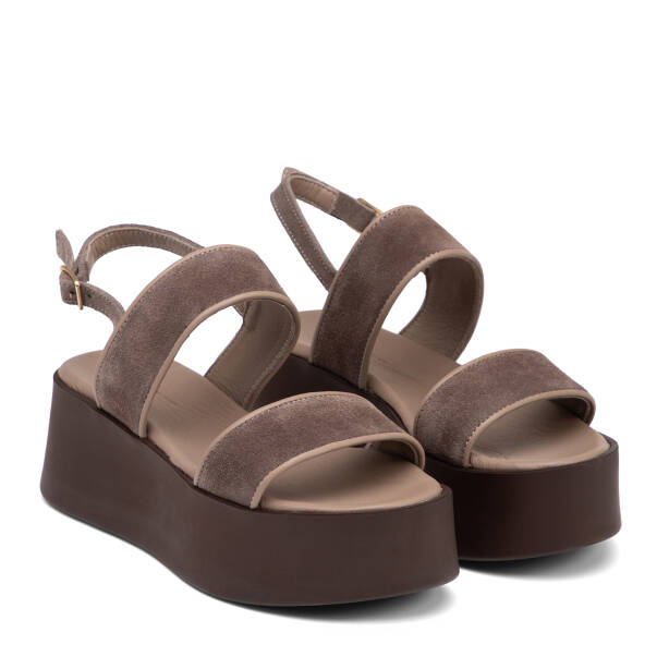 Vizon Hakiki Süet Deri Kadın Sandalet - K26Y1SN68588-A02 - 2