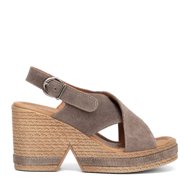 Vizon Hakiki Süet Deri Kadın Sandalet - K26Y1SN68607-A02 