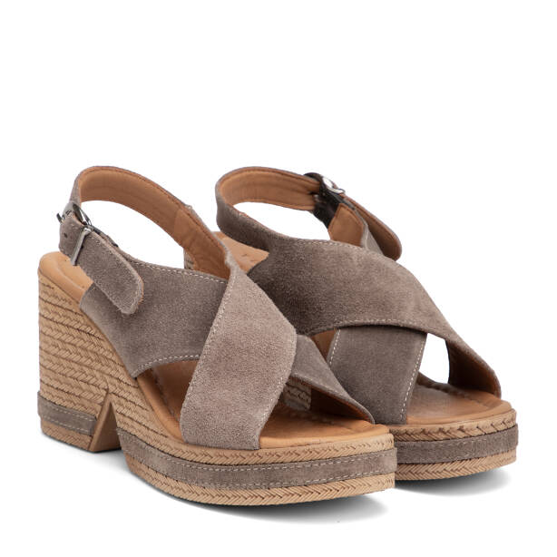Vizon Hakiki Süet Deri Kadın Sandalet - K26Y1SN68607-A02 - 2