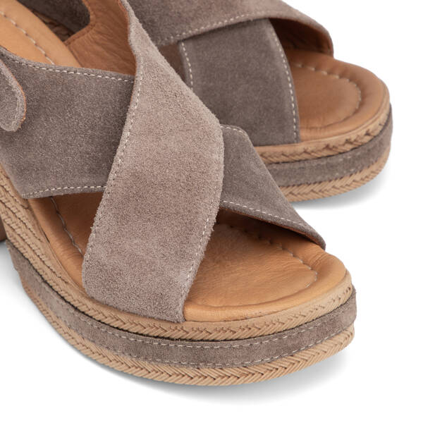 Vizon Hakiki Süet Deri Kadın Sandalet - K26Y1SN68607-A02 - 3