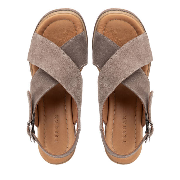 Vizon Hakiki Süet Deri Kadın Sandalet - K26Y1SN68607-A02 - 5